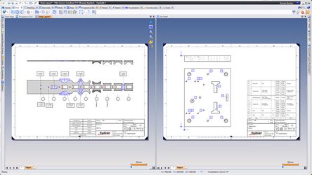 Strip Layout Drawing and Die Plate with Drilling Table in TopSolid'Progress