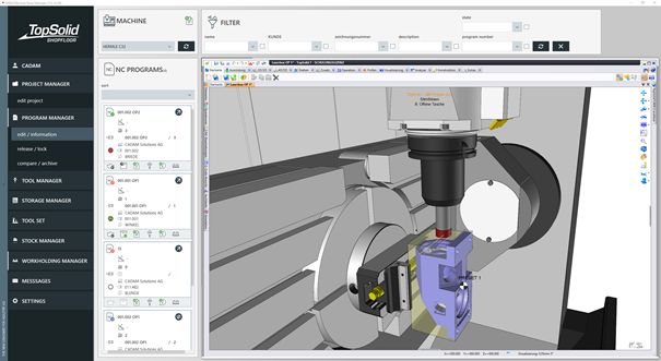 TopSolid'ShopFloor | Gestionnaire de programmes - Accès direct à TopSolid et/ou ouverture des paquets TopSolid'Viewer comme documentation.