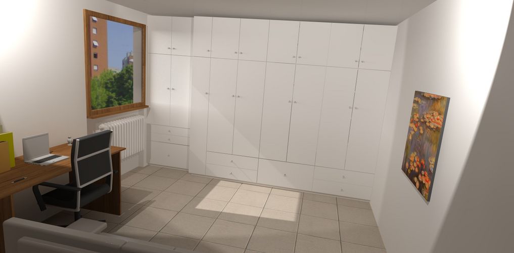 Un rendering di un armadio progettato in TopSolid'Wood